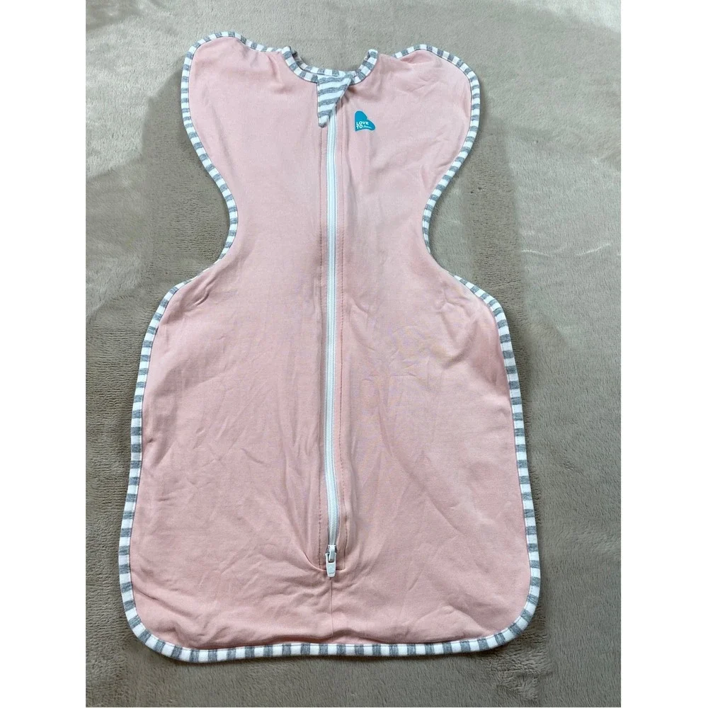Love To Dream Swaddle Up Original Pink Striped Trim Baby Swaddle Small 8-13 lbs